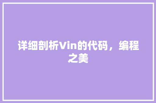 详细剖析Vin的代码，编程之美