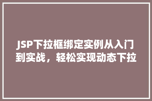 JSP下拉框绑定实例从入门到实战，轻松实现动态下拉框