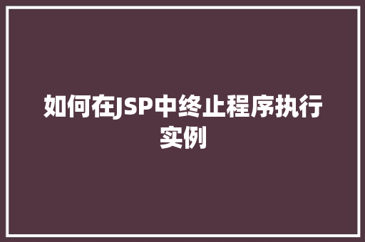 如何在JSP中终止程序执行实例