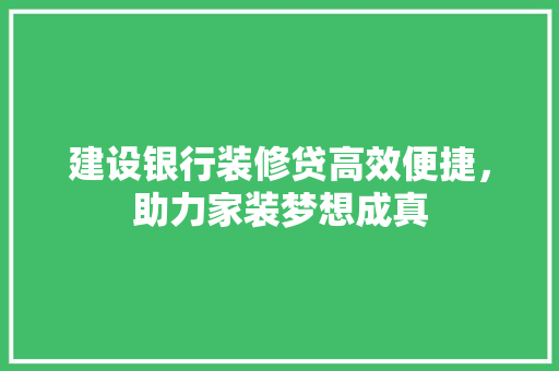 建设银行装修贷高效便捷，助力家装梦想成真