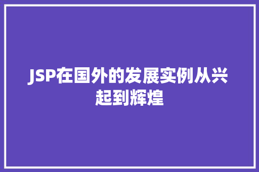 JSP在国外的发展实例从兴起到辉煌