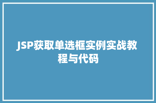 JSP获取单选框实例实战教程与代码